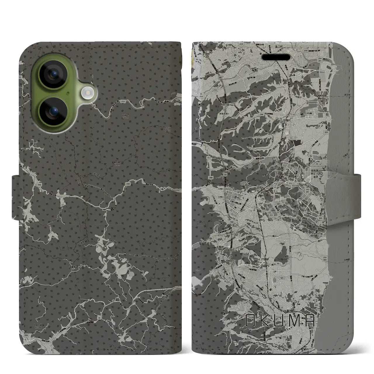 【大熊(福島県)】地図柄iPhoneケース(手帳タイプ)