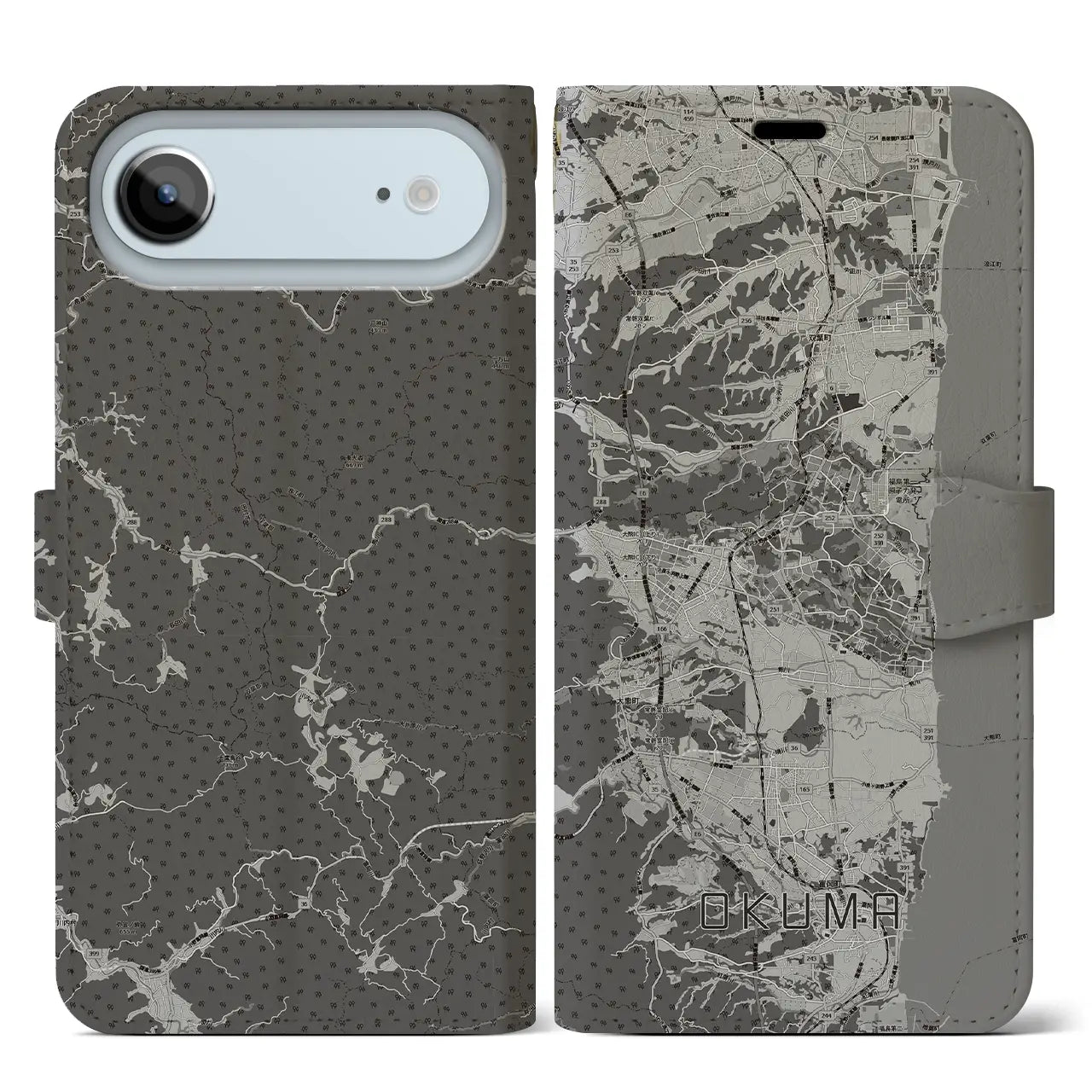 【大熊(福島県)】地図柄iPhoneケース(手帳タイプ)