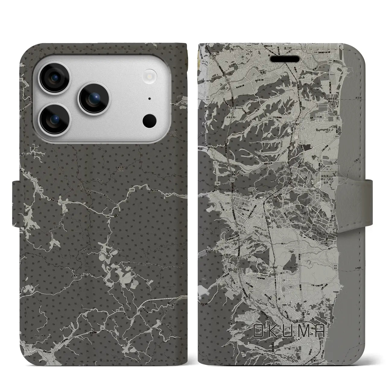 【大熊(福島県)】地図柄iPhoneケース(手帳タイプ)