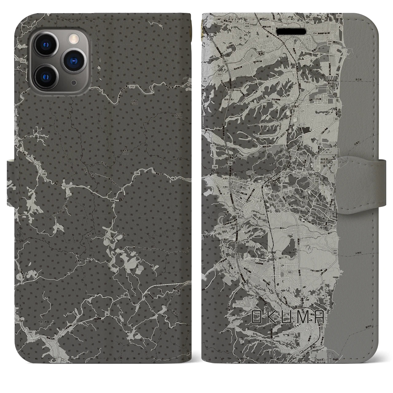 【大熊(福島県)】地図柄iPhoneケース(手帳タイプ)