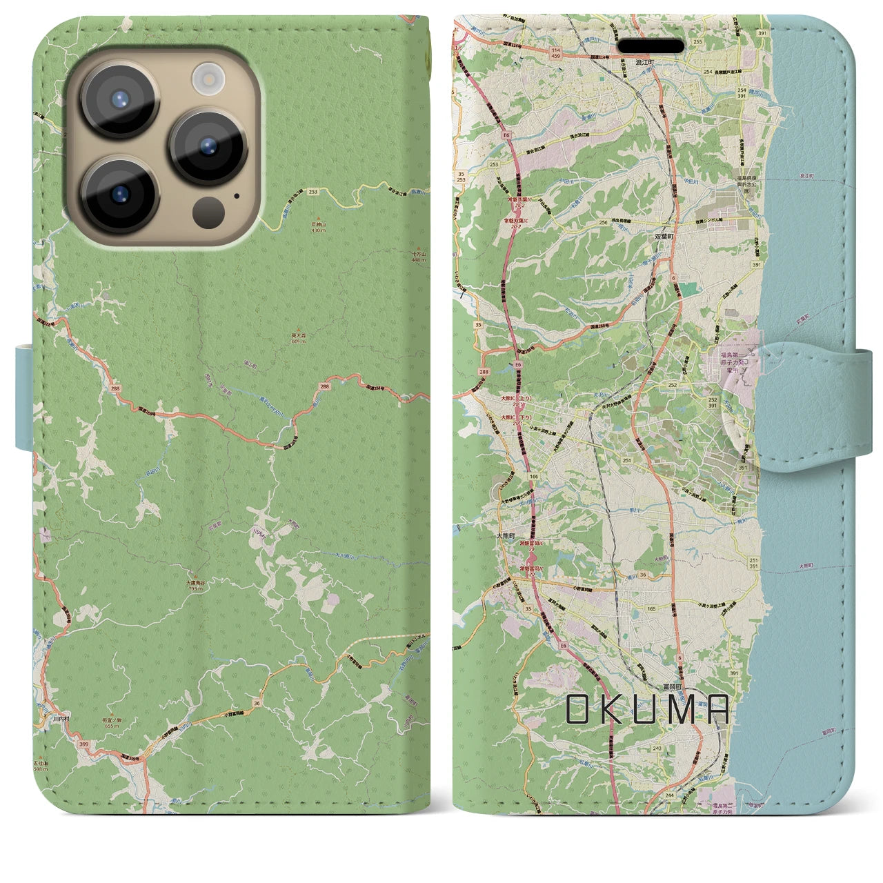 【大熊(福島県)】地図柄iPhoneケース(手帳タイプ)