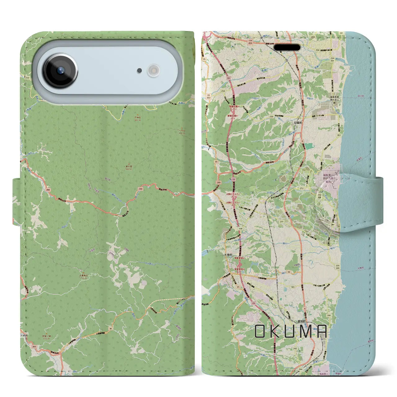 【大熊(福島県)】地図柄iPhoneケース(手帳タイプ)ナチュラル・iPhone 17 Pro Max 用