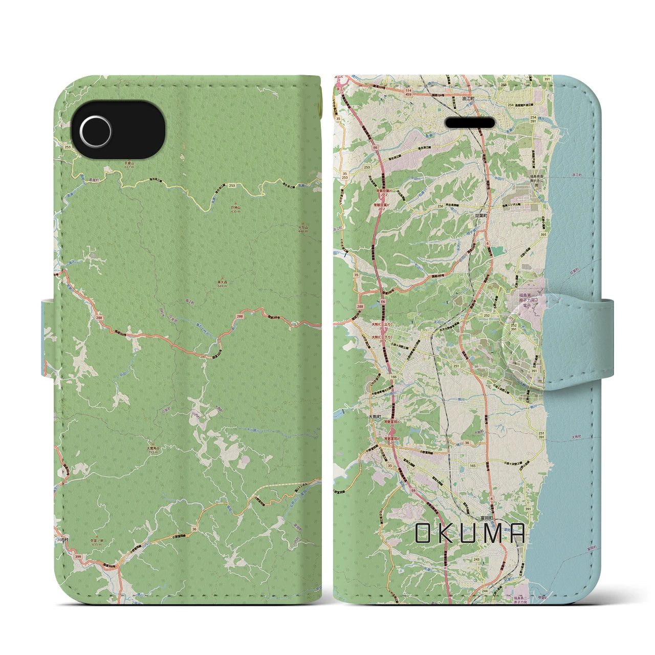 【大熊(福島県)】地図柄iPhoneケース(手帳タイプ)