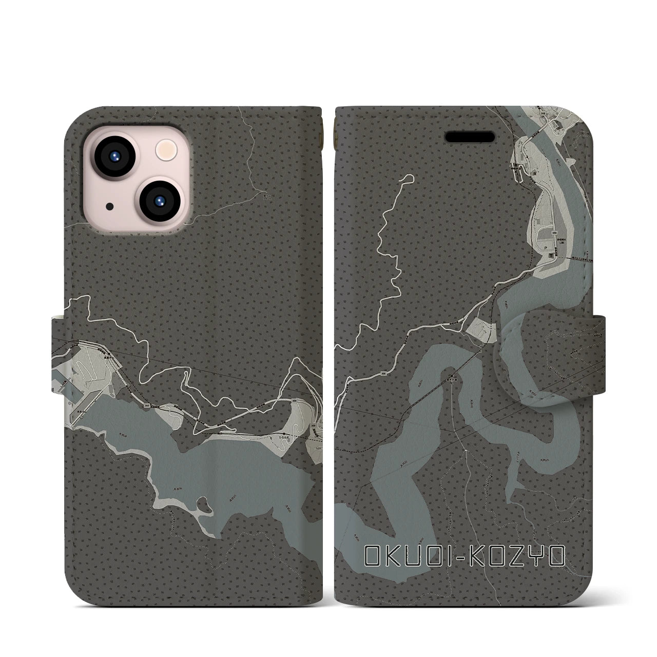 【奥大井湖上(静岡県)】地図柄iPhoneケース(手帳タイプ)