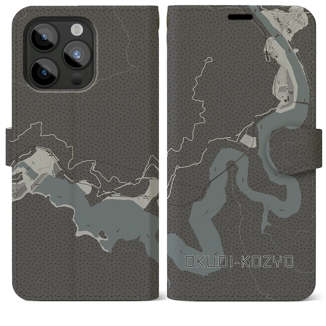 【奥大井湖上(静岡県)】地図柄iPhoneケース(手帳タイプ)