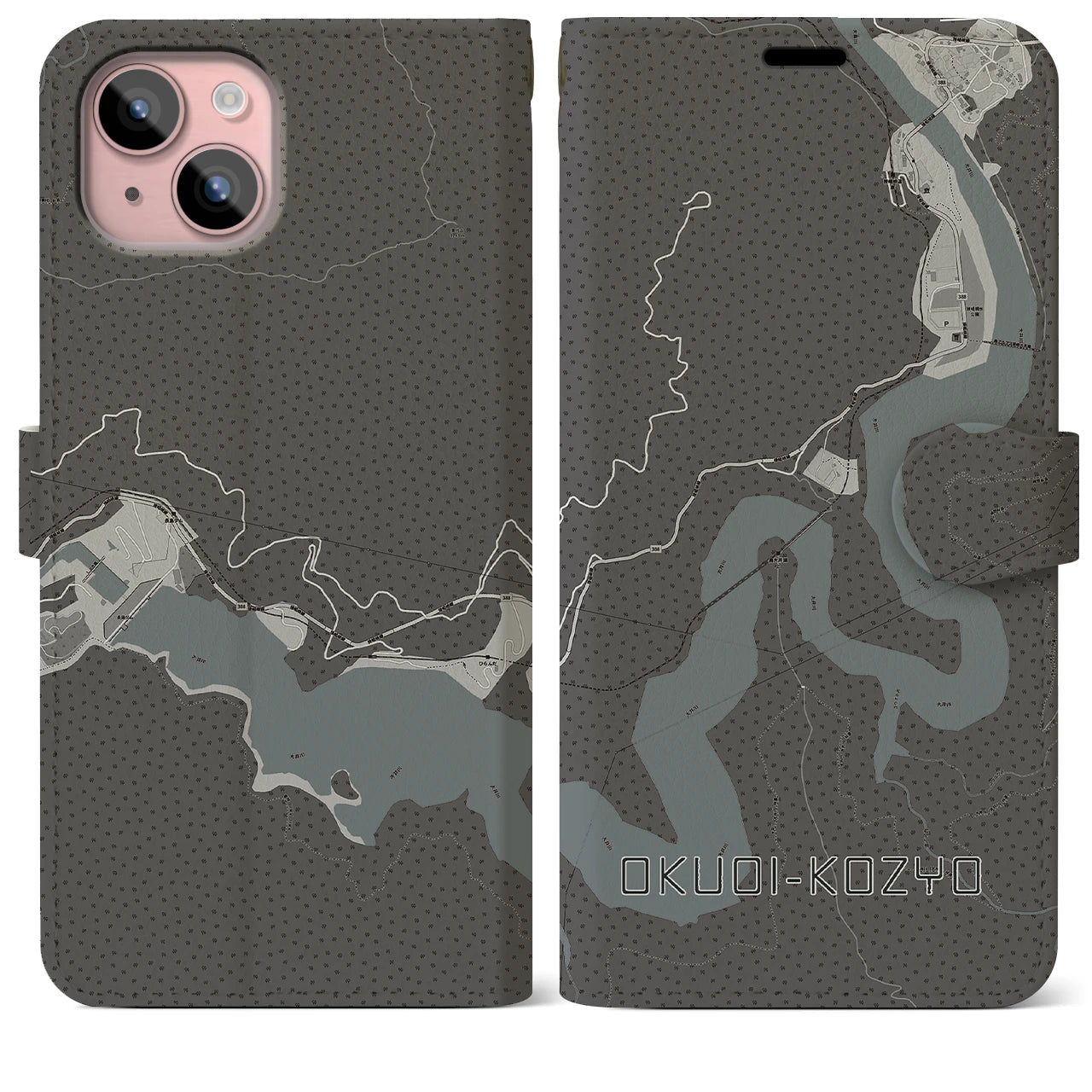 【奥大井湖上(静岡県)】地図柄iPhoneケース(手帳タイプ)