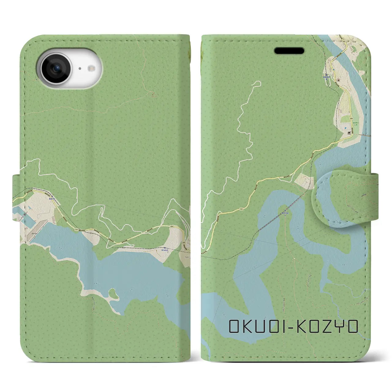 【奥大井湖上(静岡県)】地図柄iPhoneケース(手帳タイプ)