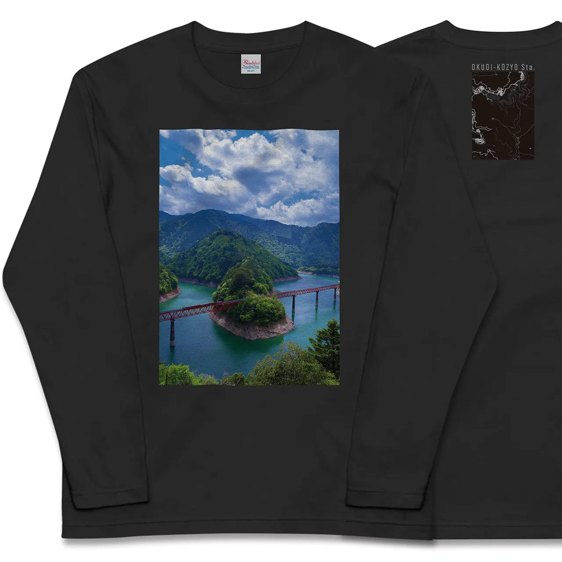 【奥大井湖上(静岡県)】Map World ロングスリーブTシャツ