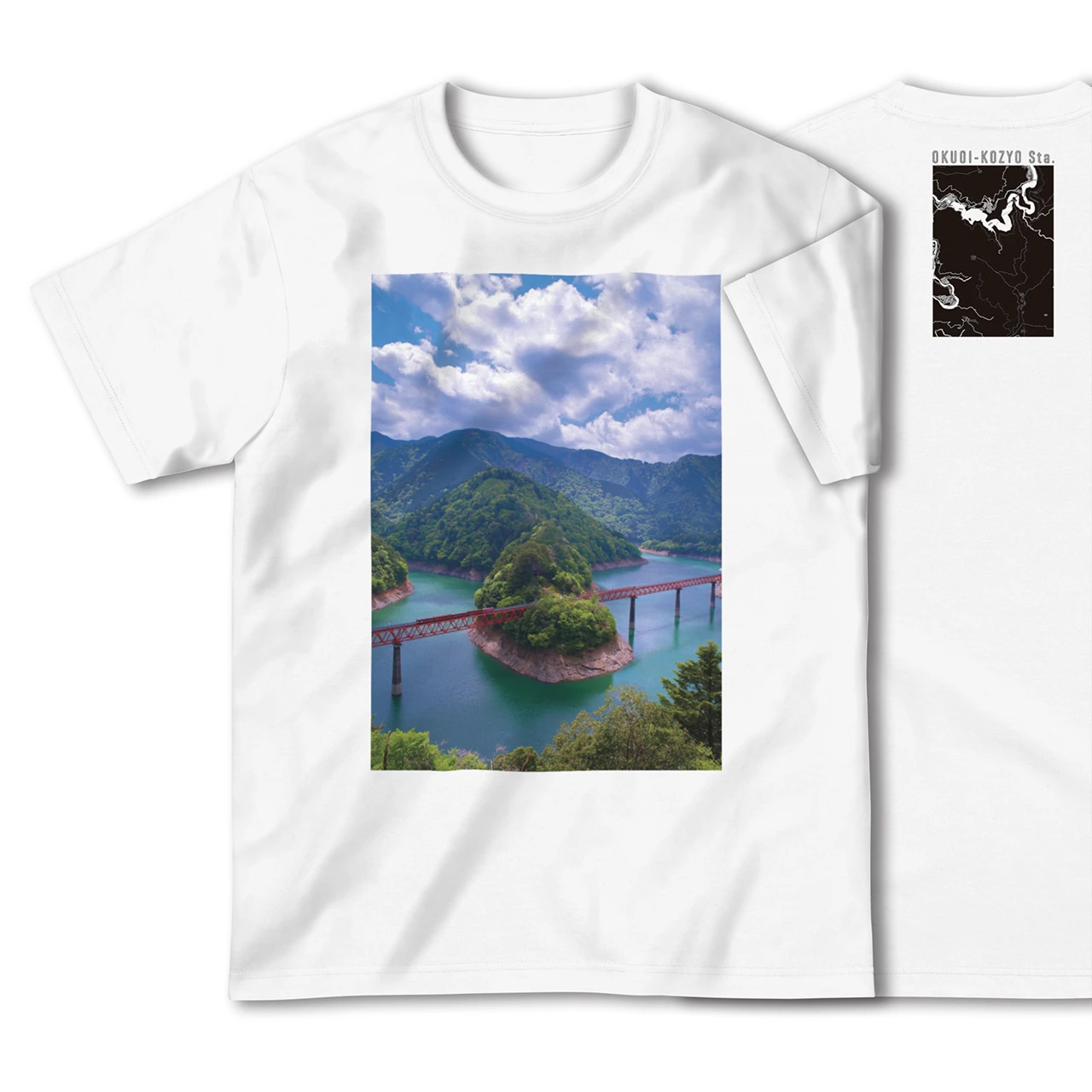 【奥大井湖上(静岡県)】Map World ハイクオリティTシャツ