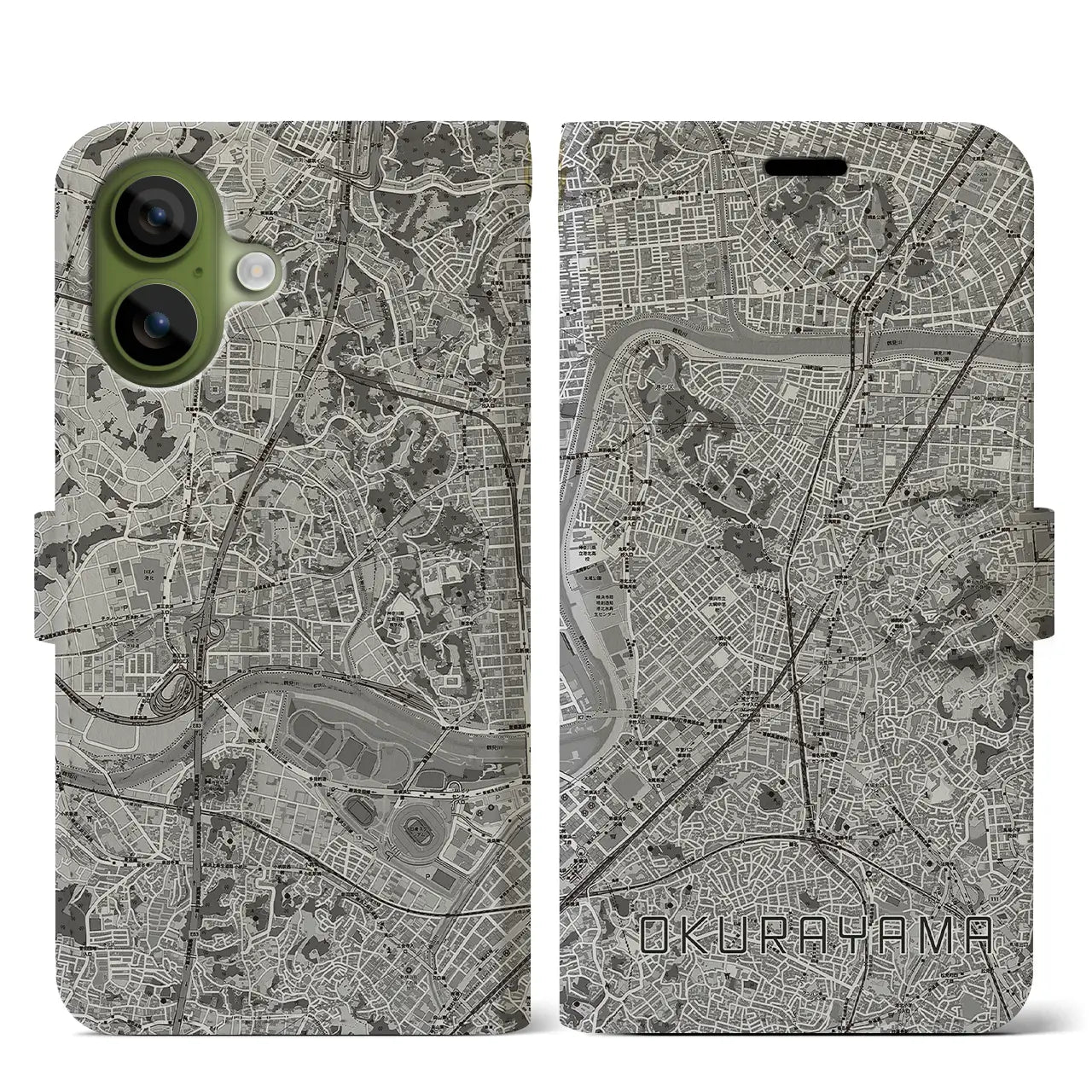 【大倉山(神奈川県)】地図柄iPhoneケース(手帳タイプ)