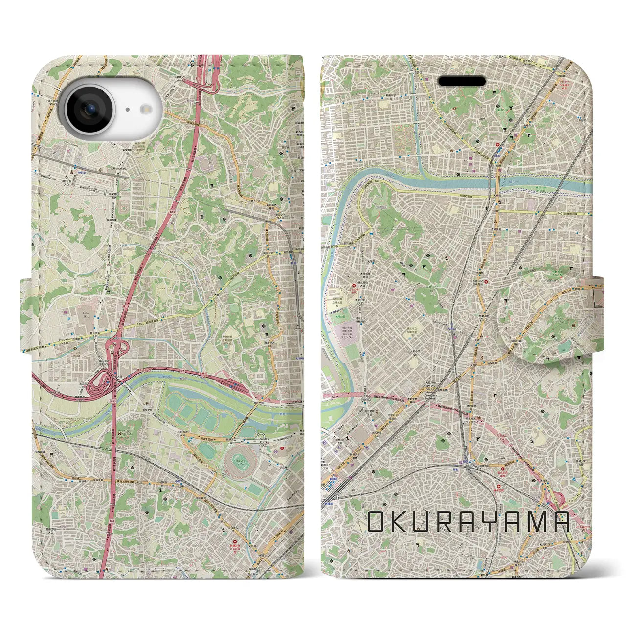 【大倉山(神奈川県)】地図柄iPhoneケース(手帳タイプ)