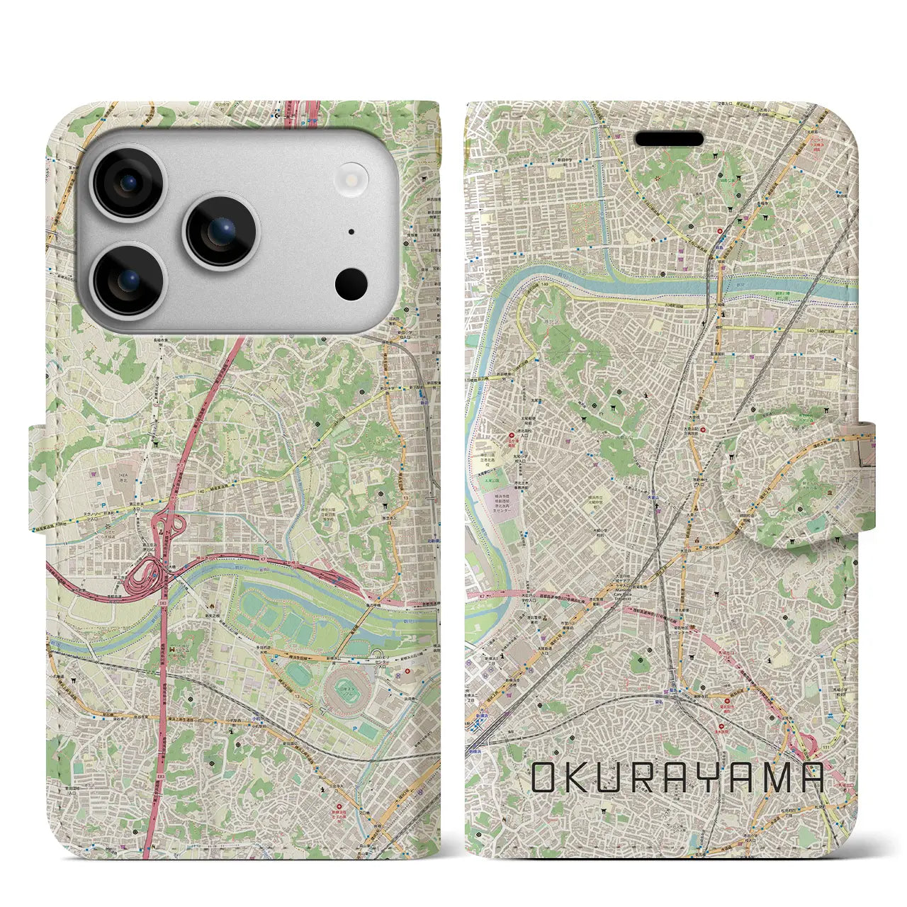 【大倉山(神奈川県)】地図柄iPhoneケース(手帳タイプ)