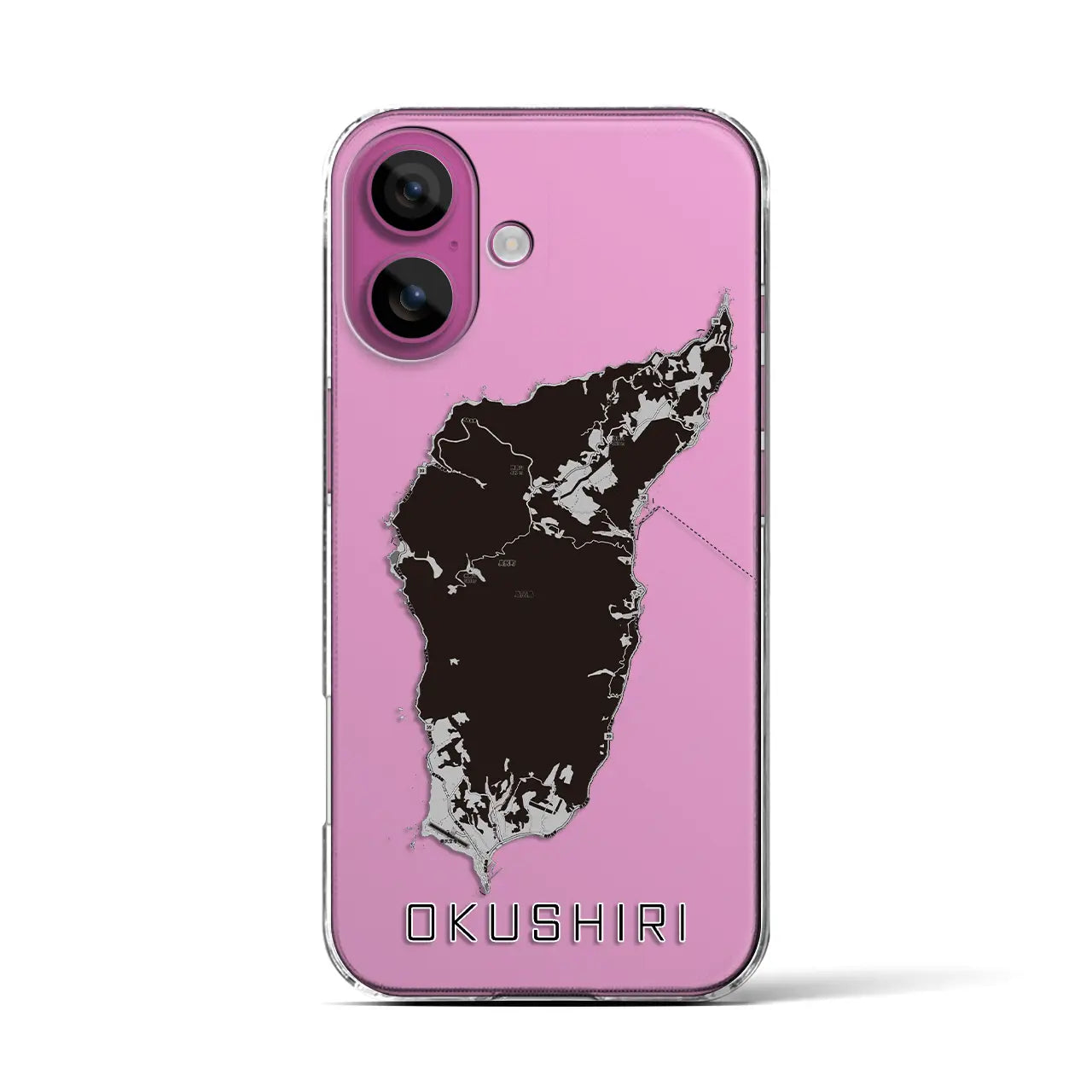 【奥尻(北海道)】地図柄iPhoneケース(クリアタイプ)モノトーン・iPhone 16 Pro 用