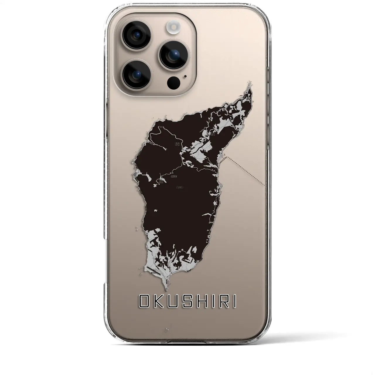 【奥尻(北海道)】地図柄iPhoneケース(クリアタイプ)モノトーン・iPhone 16 Plus 用