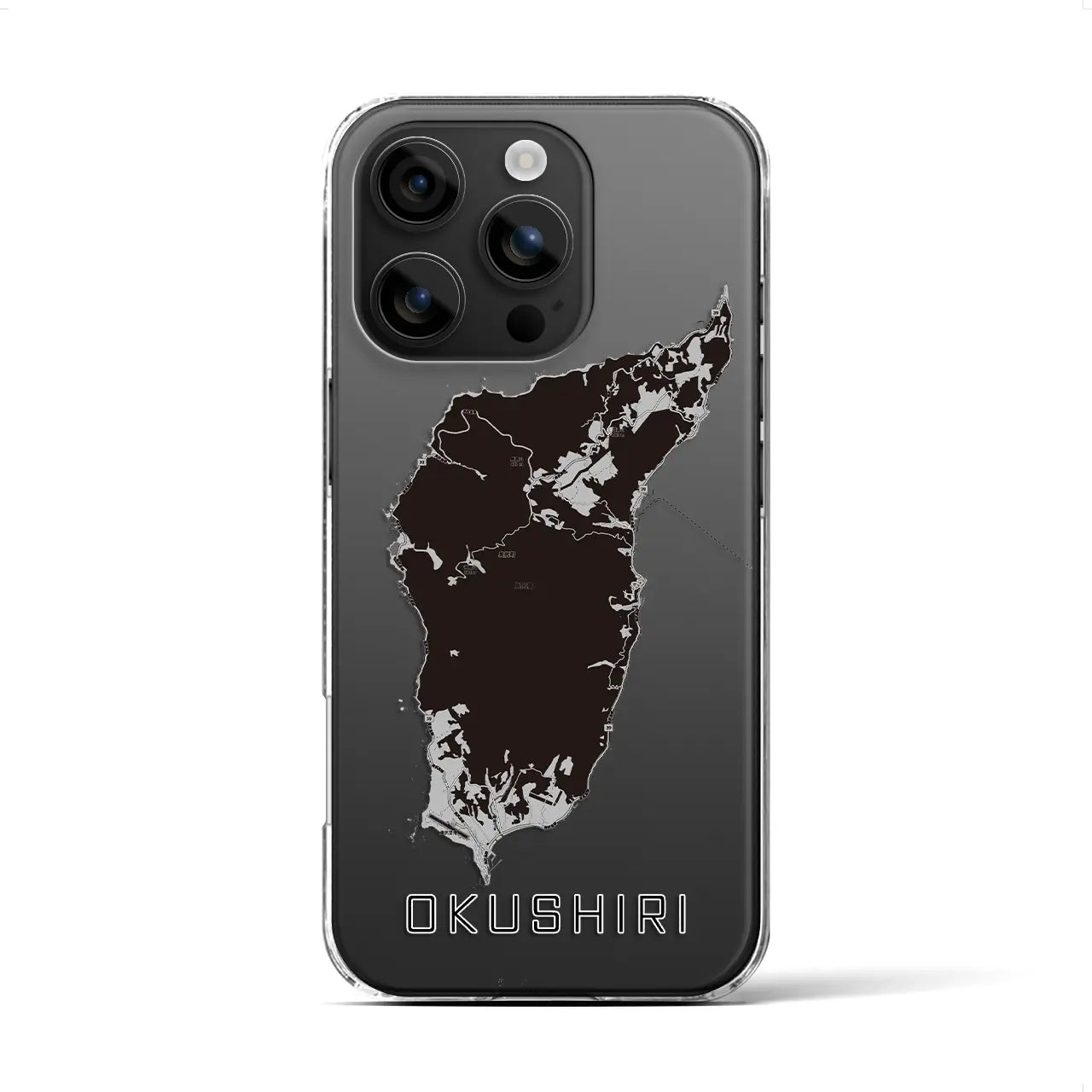 【奥尻(北海道)】地図柄iPhoneケース(クリアタイプ)モノトーン・iPhone 16 用