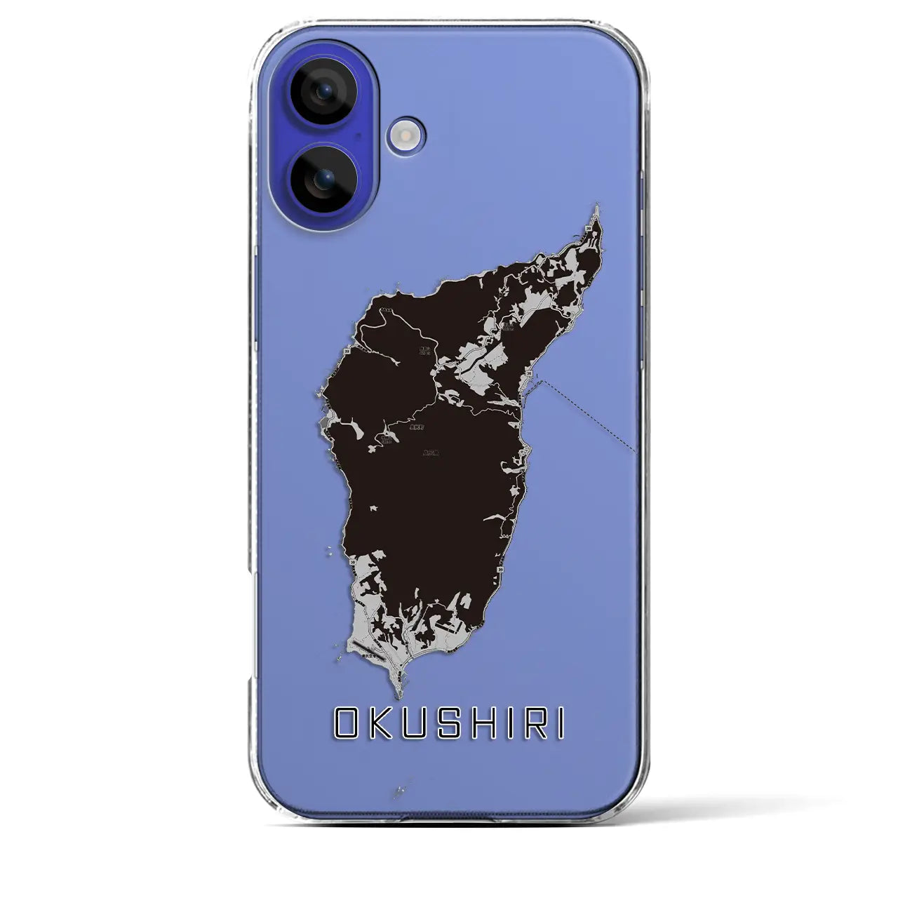 【奥尻(北海道)】地図柄iPhoneケース(クリアタイプ)モノトーン・iPhone 16 Pro Max 用