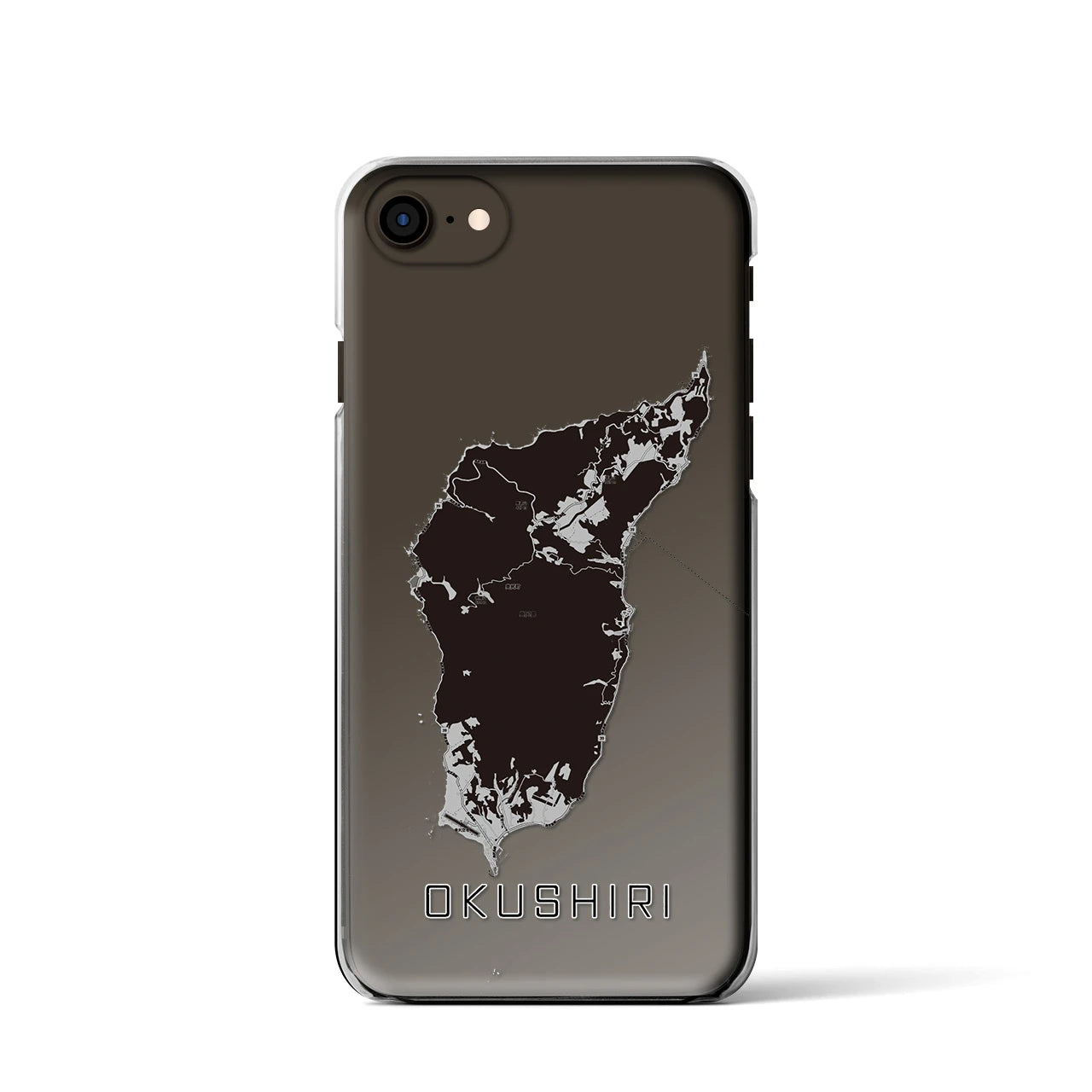 【奥尻(北海道)】地図柄iPhoneケース(クリアタイプ)モノトーン・iPhone SE(第3 / 第2世代) / 8 / 7 / 6s / 6 用