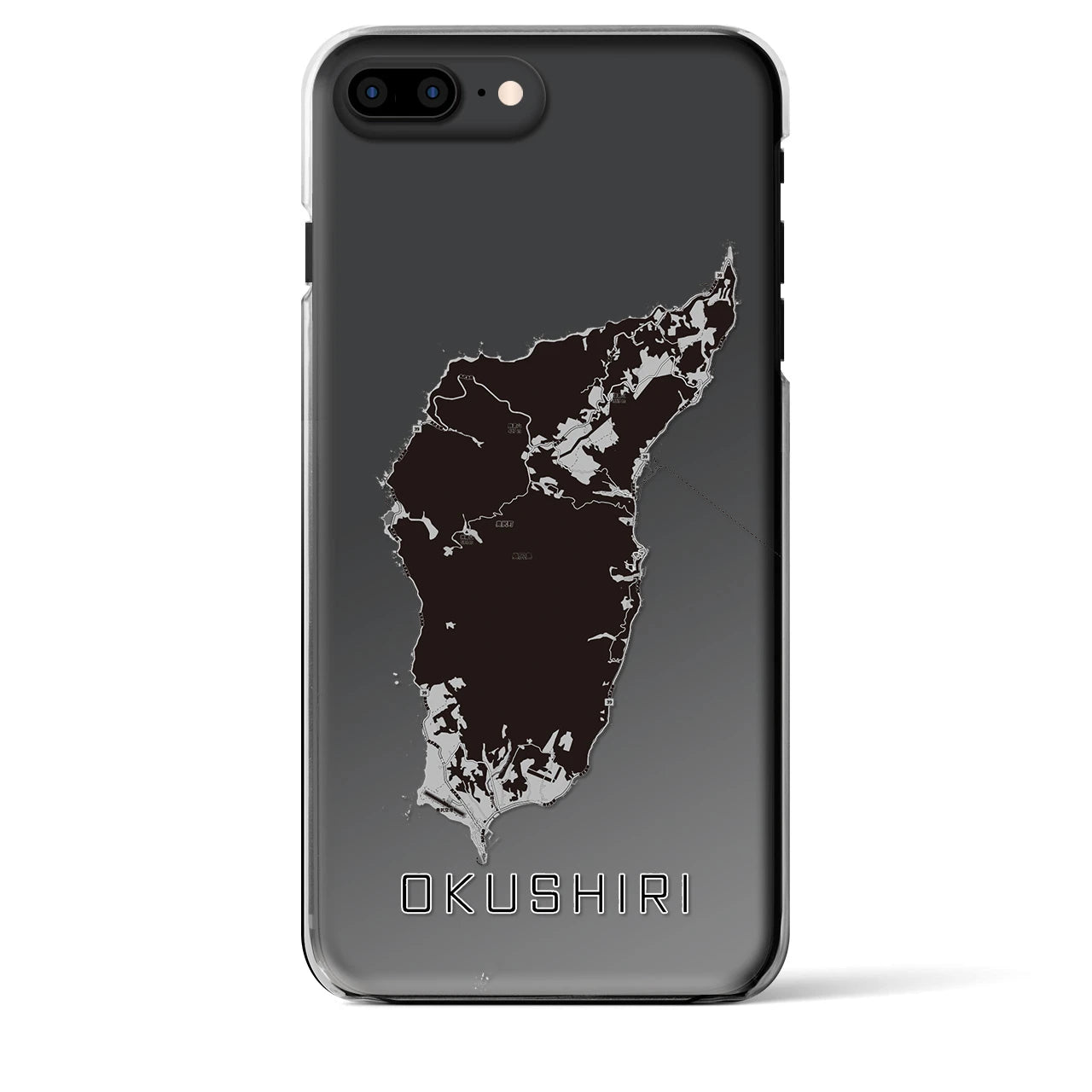 【奥尻(北海道)】地図柄iPhoneケース(クリアタイプ)モノトーン・iPhone 8Plus /7Plus / 6sPlus / 6Plus 用