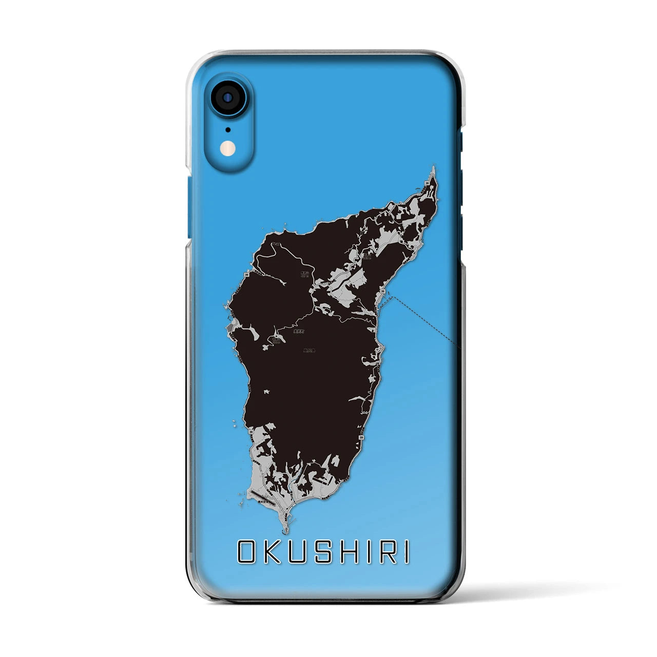 【奥尻(北海道)】地図柄iPhoneケース(クリアタイプ)モノトーン・iPhone XR 用