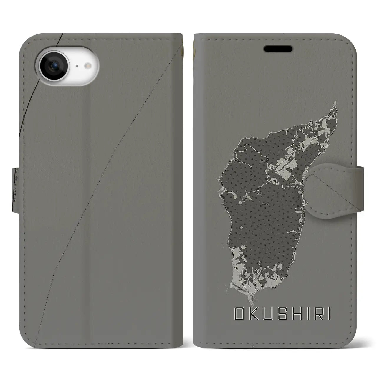 【奥尻(北海道)】地図柄iPhoneケース(手帳タイプ)