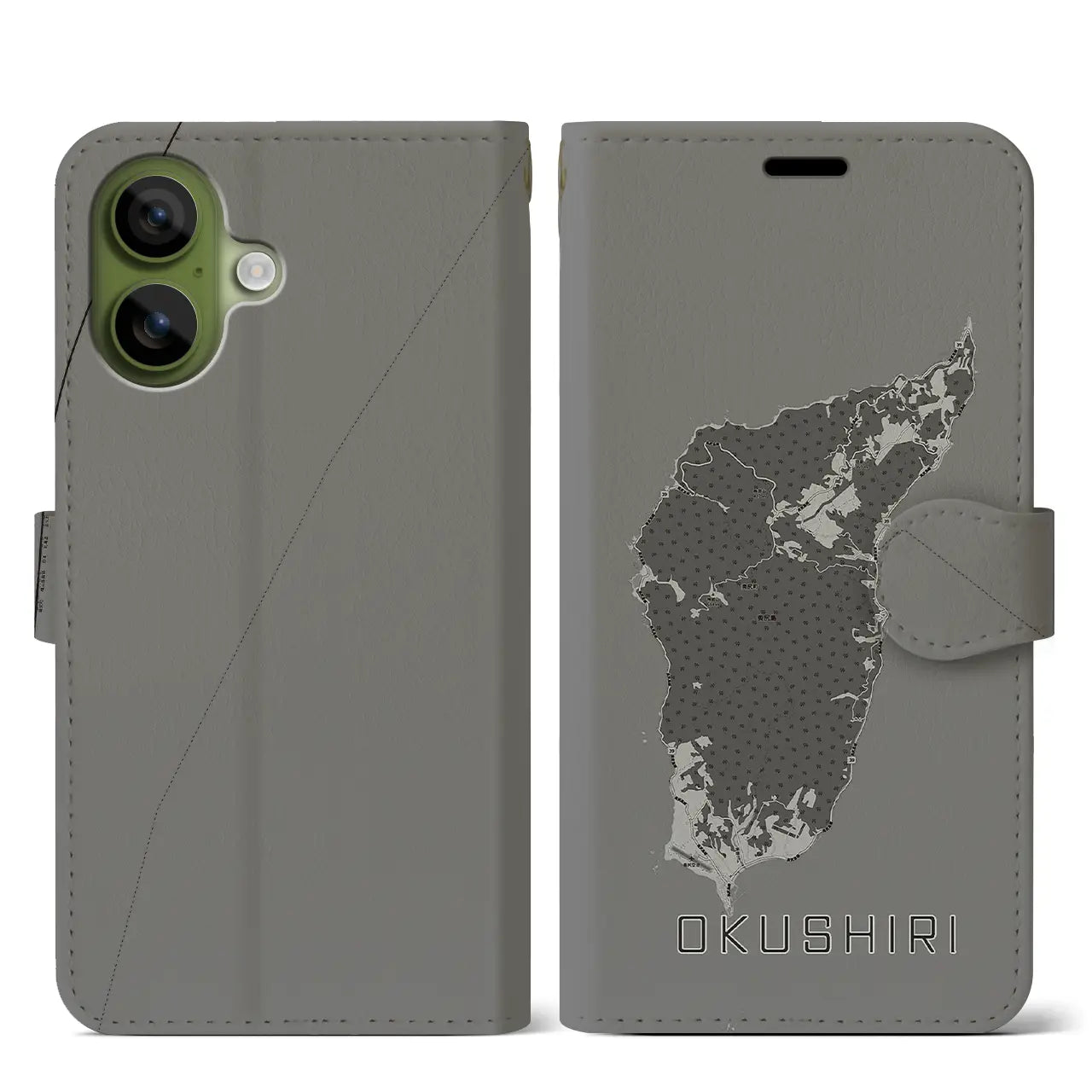 【奥尻(北海道)】地図柄iPhoneケース(手帳タイプ)