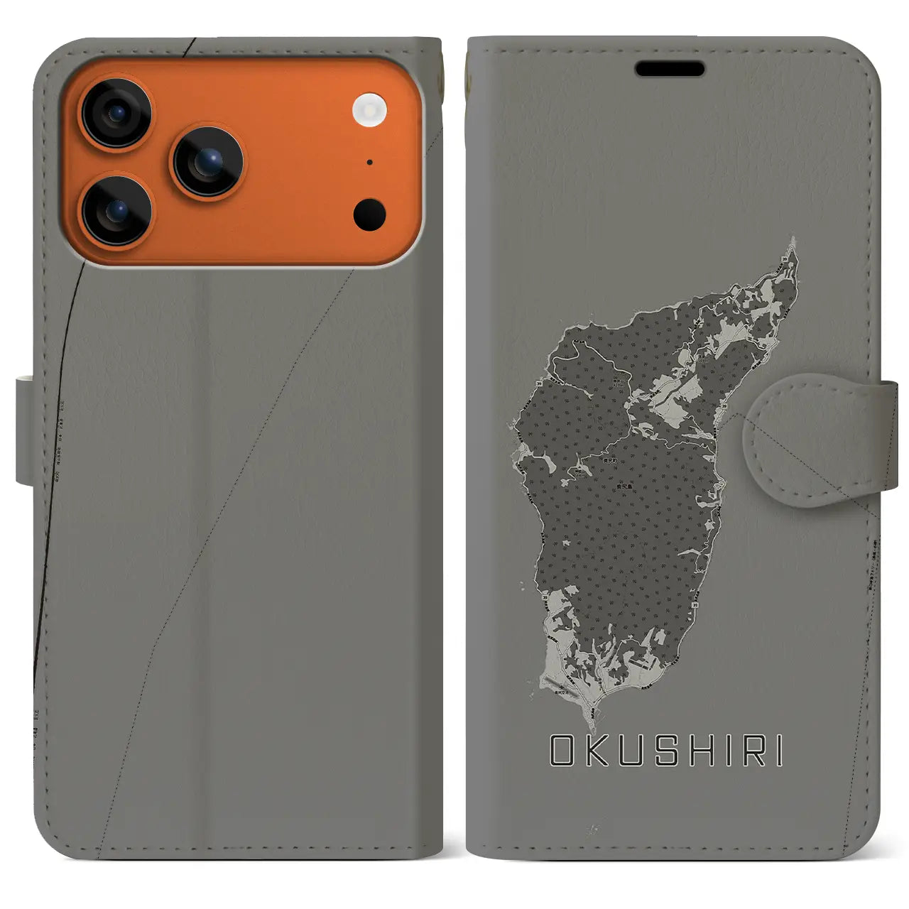 【奥尻(北海道)】地図柄iPhoneケース(手帳タイプ)