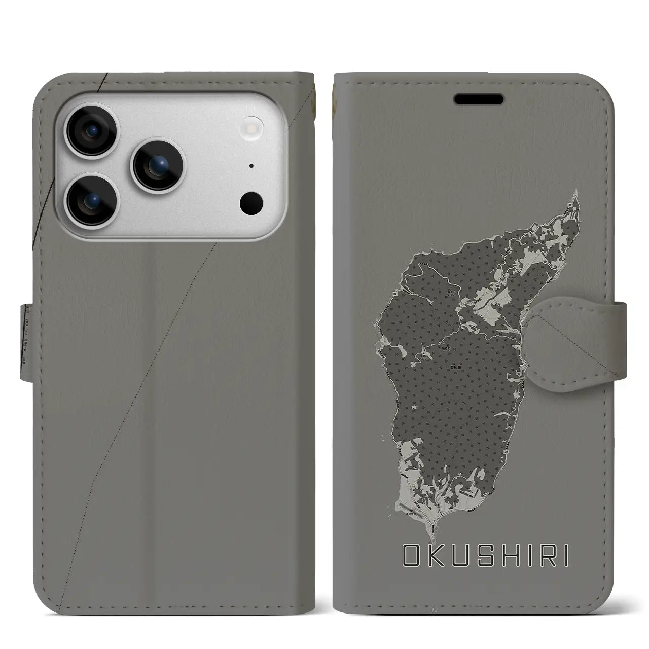 【奥尻(北海道)】地図柄iPhoneケース(手帳タイプ)