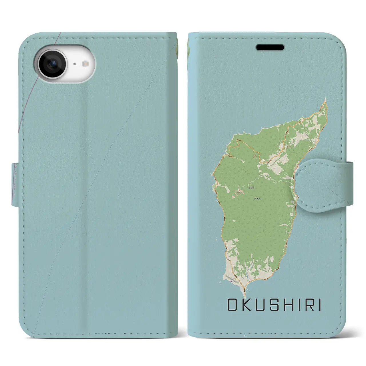 【奥尻(北海道)】地図柄iPhoneケース(手帳タイプ)