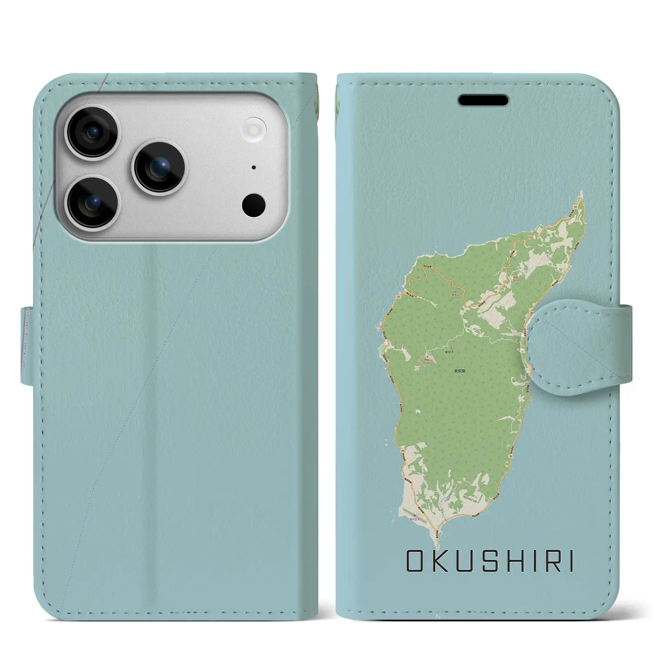 【奥尻(北海道)】地図柄iPhoneケース(手帳タイプ)