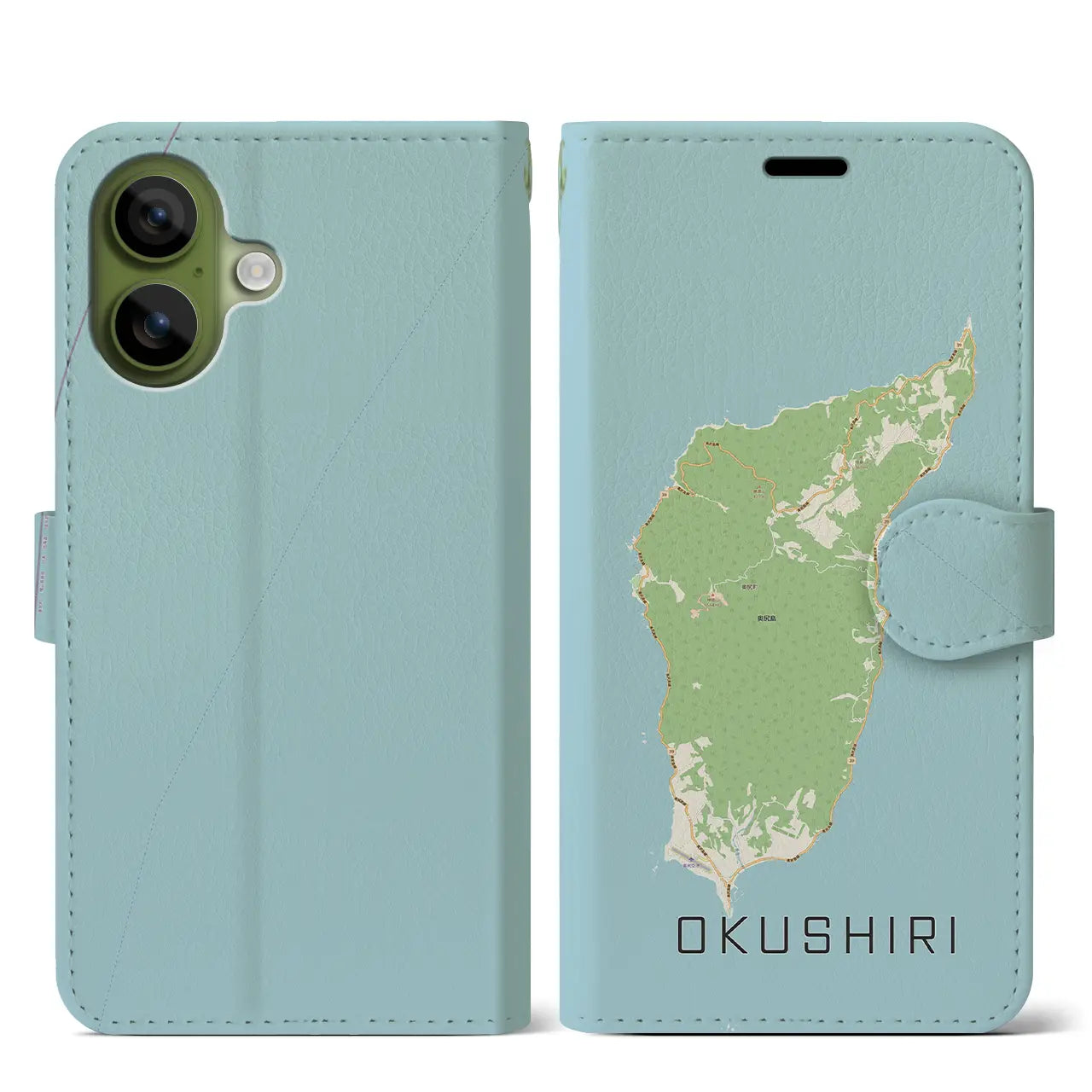 【奥尻(北海道)】地図柄iPhoneケース(手帳タイプ)ナチュラル・iPhone 17 Pro Max 用