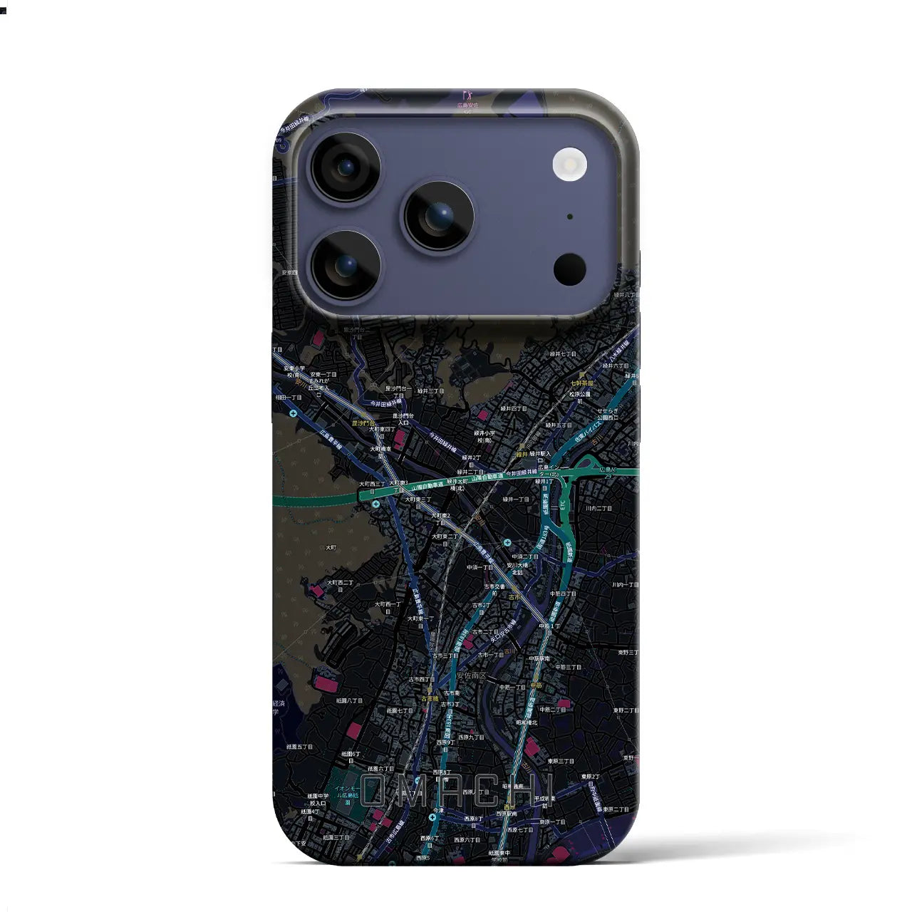 【大町(広島県)】地図柄iPhoneケース(バックカバータイプ)