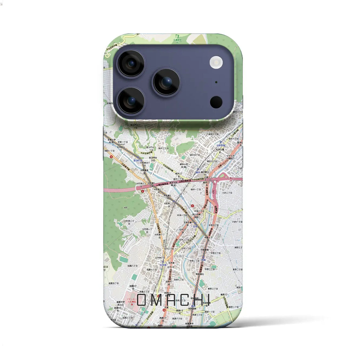 【大町(広島県)】地図柄iPhoneケース(バックカバータイプ)ナチュラル・iPhone 17 Pro Max 用