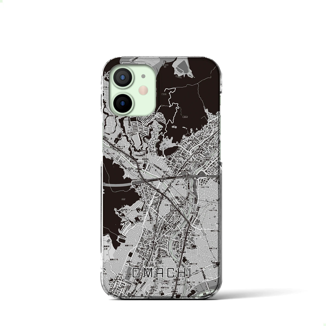 【大町(広島県)】地図柄iPhoneケース(クリアタイプ)