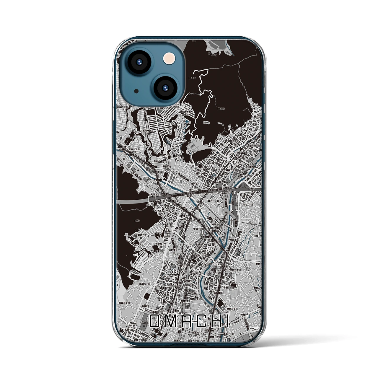 【大町(広島県)】地図柄iPhoneケース(クリアタイプ)