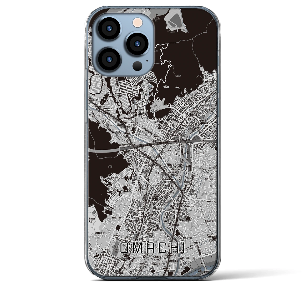 【大町(広島県)】地図柄iPhoneケース(クリアタイプ)