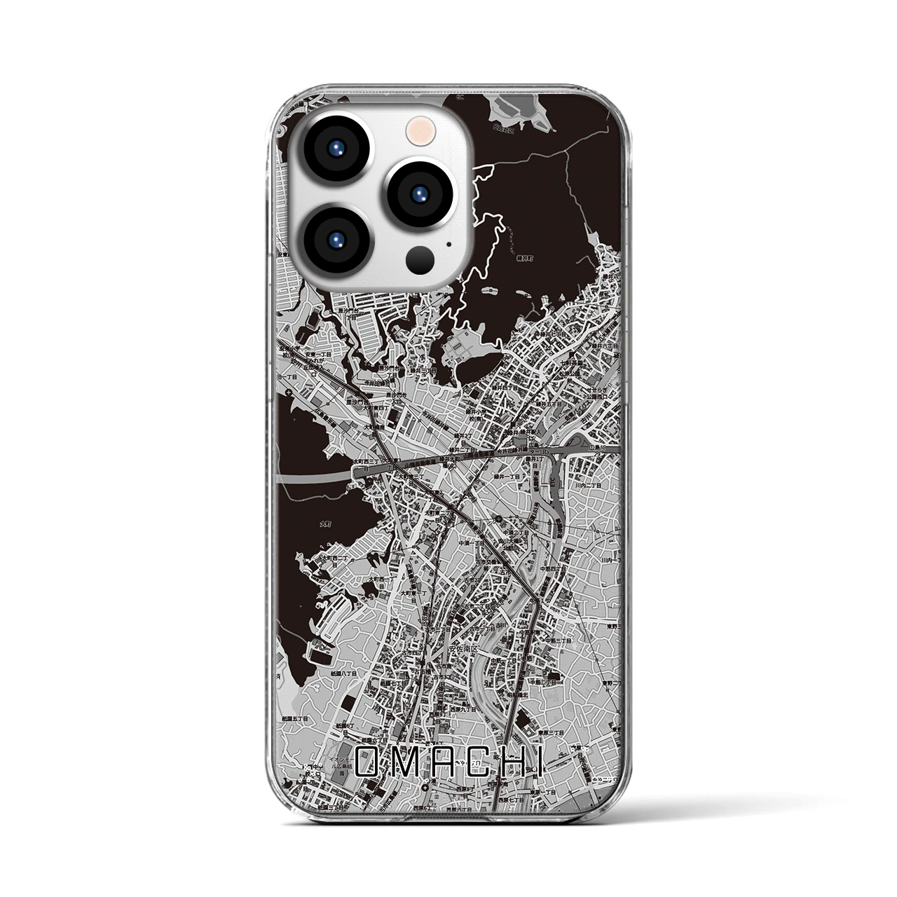 【大町(広島県)】地図柄iPhoneケース(クリアタイプ)