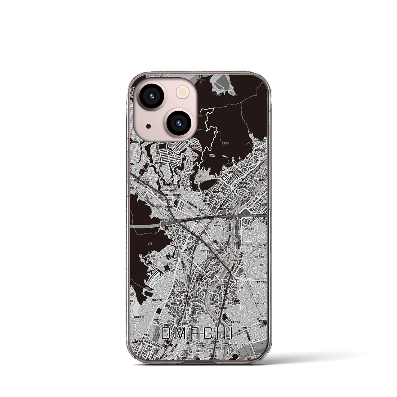 【大町(広島県)】地図柄iPhoneケース(クリアタイプ)