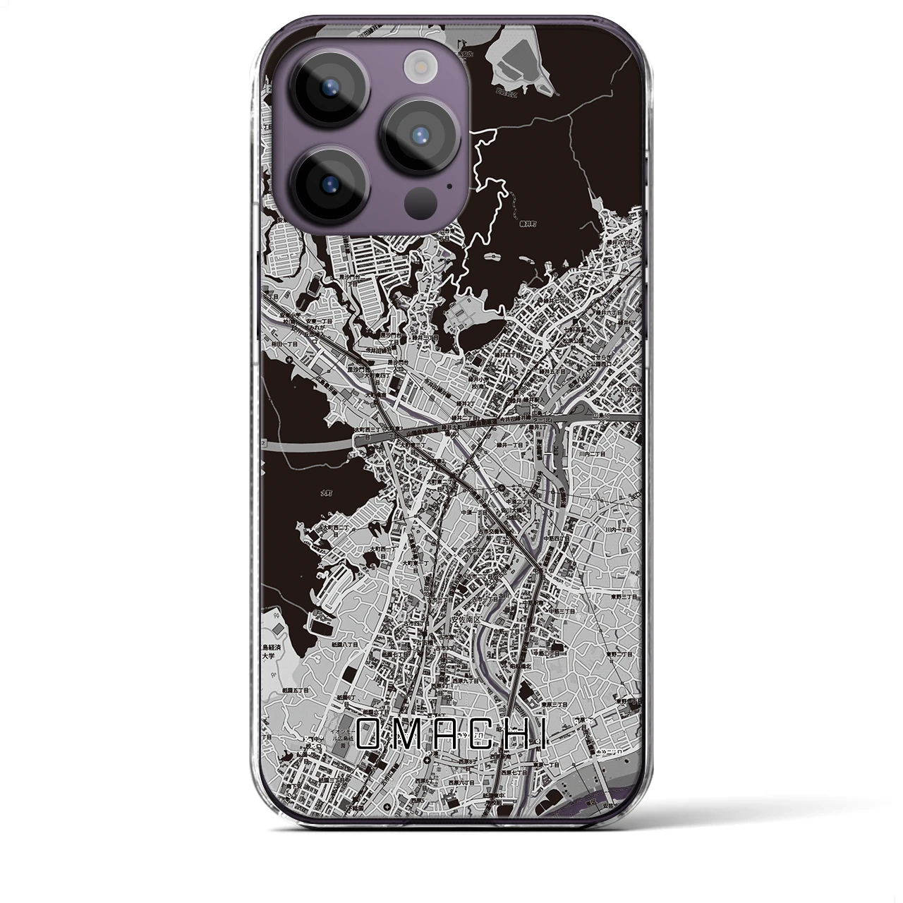 【大町(広島県)】地図柄iPhoneケース(クリアタイプ)