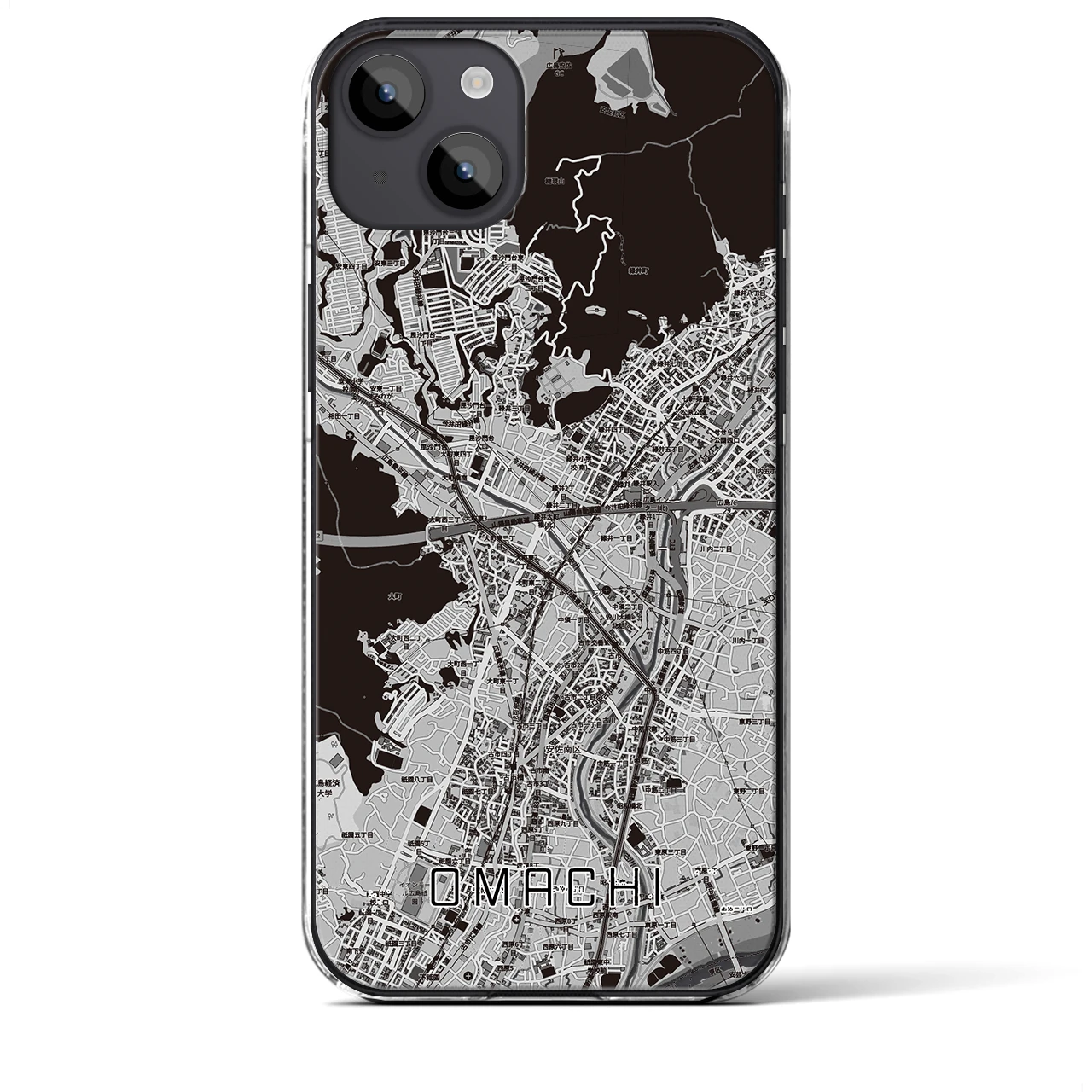 【大町(広島県)】地図柄iPhoneケース(クリアタイプ)