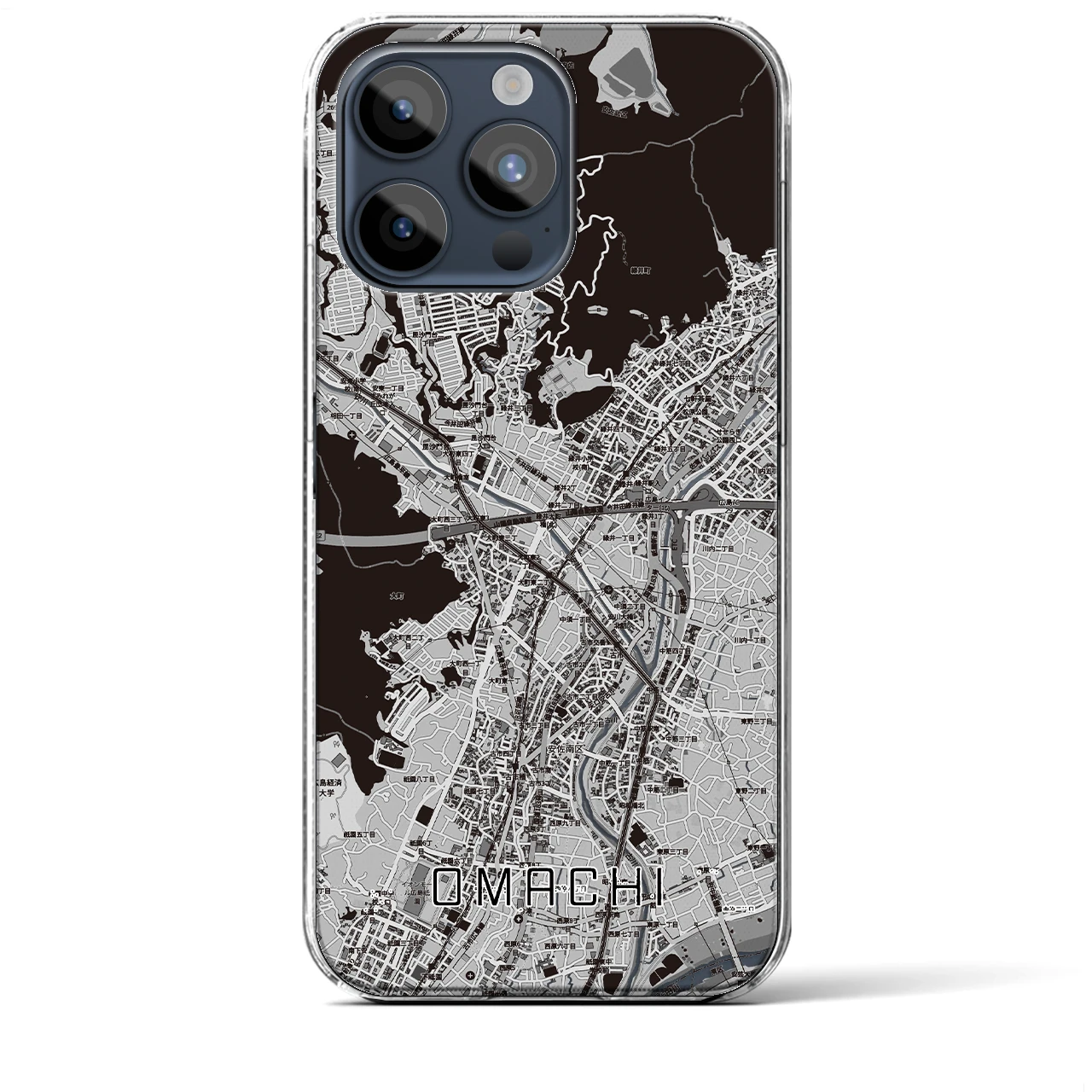 【大町(広島県)】地図柄iPhoneケース(クリアタイプ)