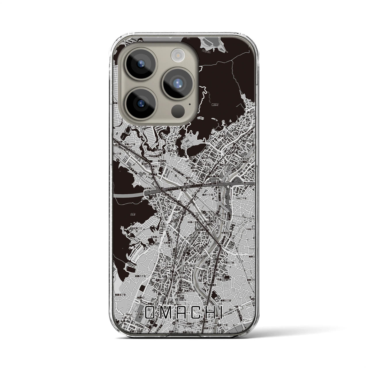 【大町(広島県)】地図柄iPhoneケース(クリアタイプ)