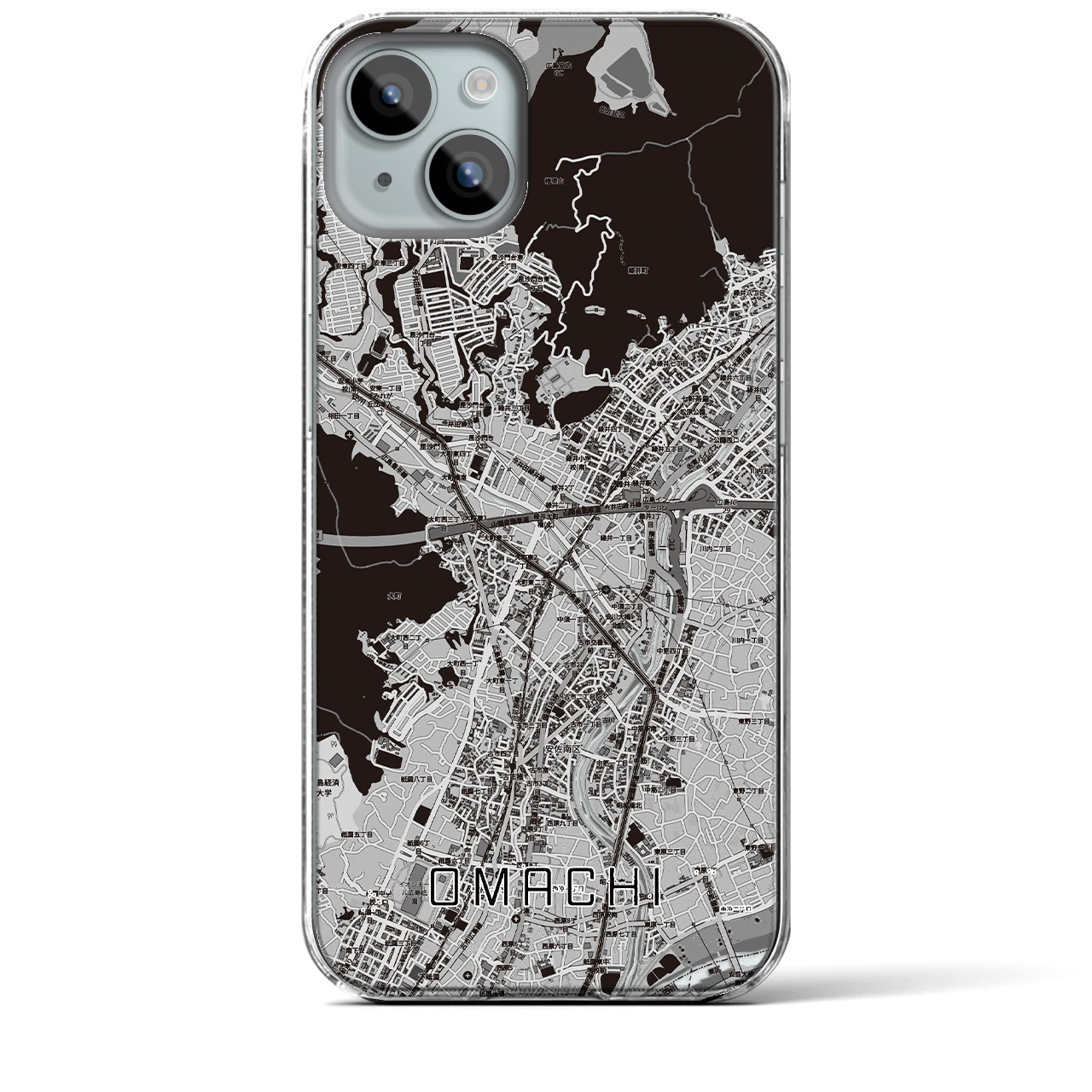 【大町(広島県)】地図柄iPhoneケース(クリアタイプ)