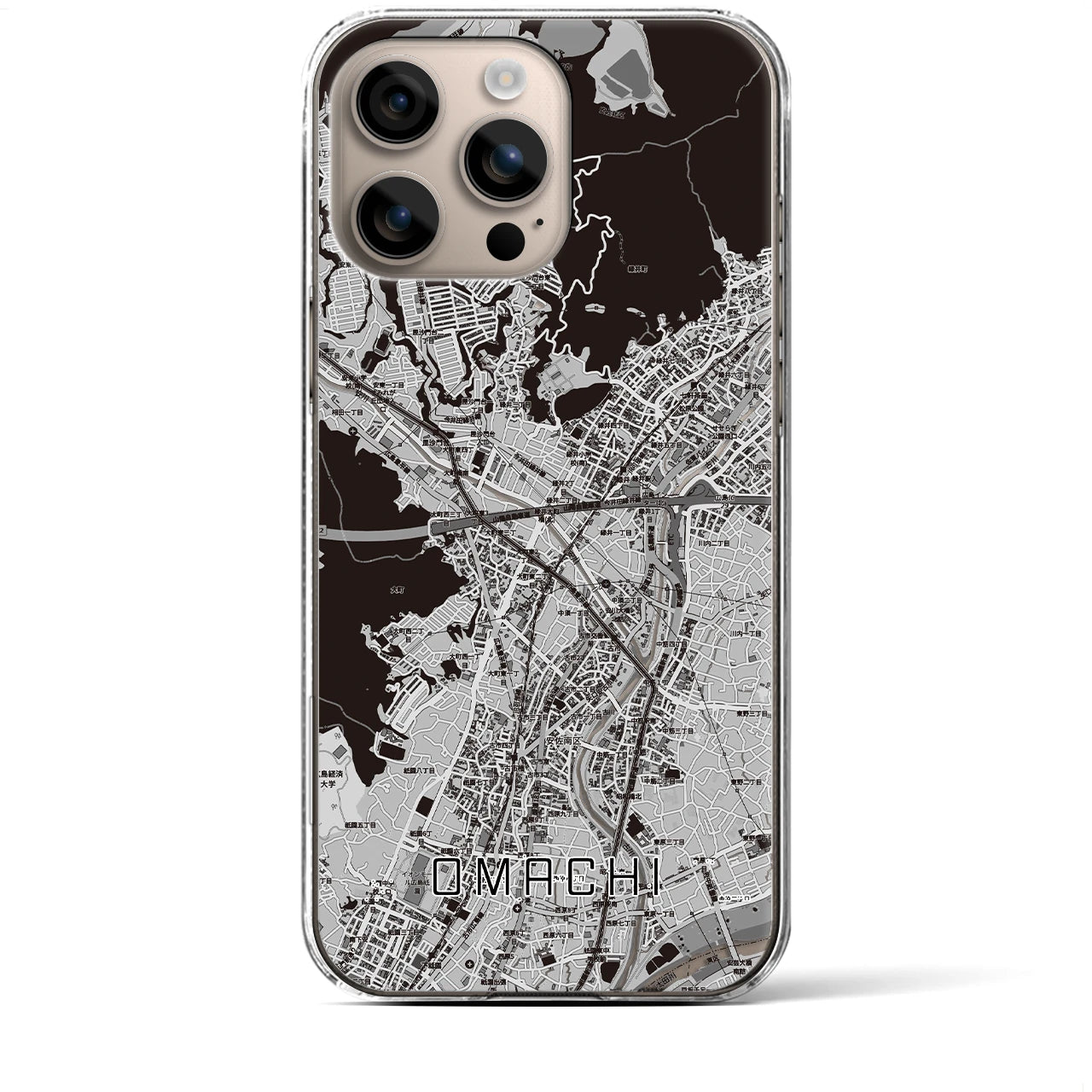 【大町(広島県)】地図柄iPhoneケース(クリアタイプ)