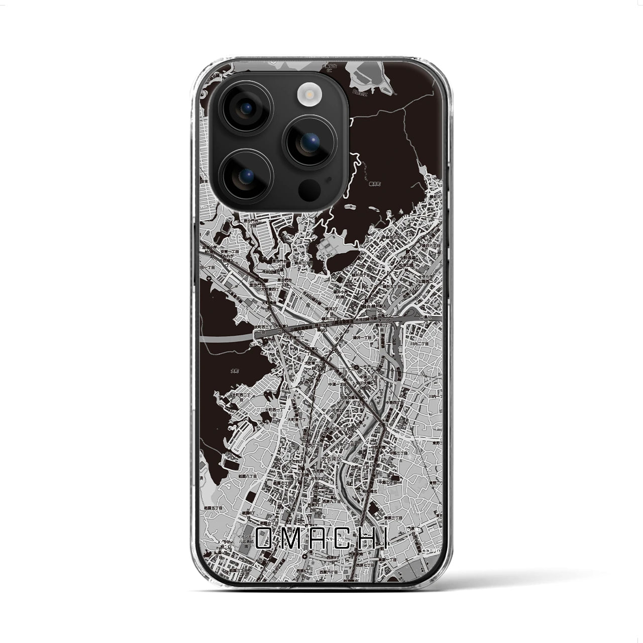 【大町(広島県)】地図柄iPhoneケース(クリアタイプ)