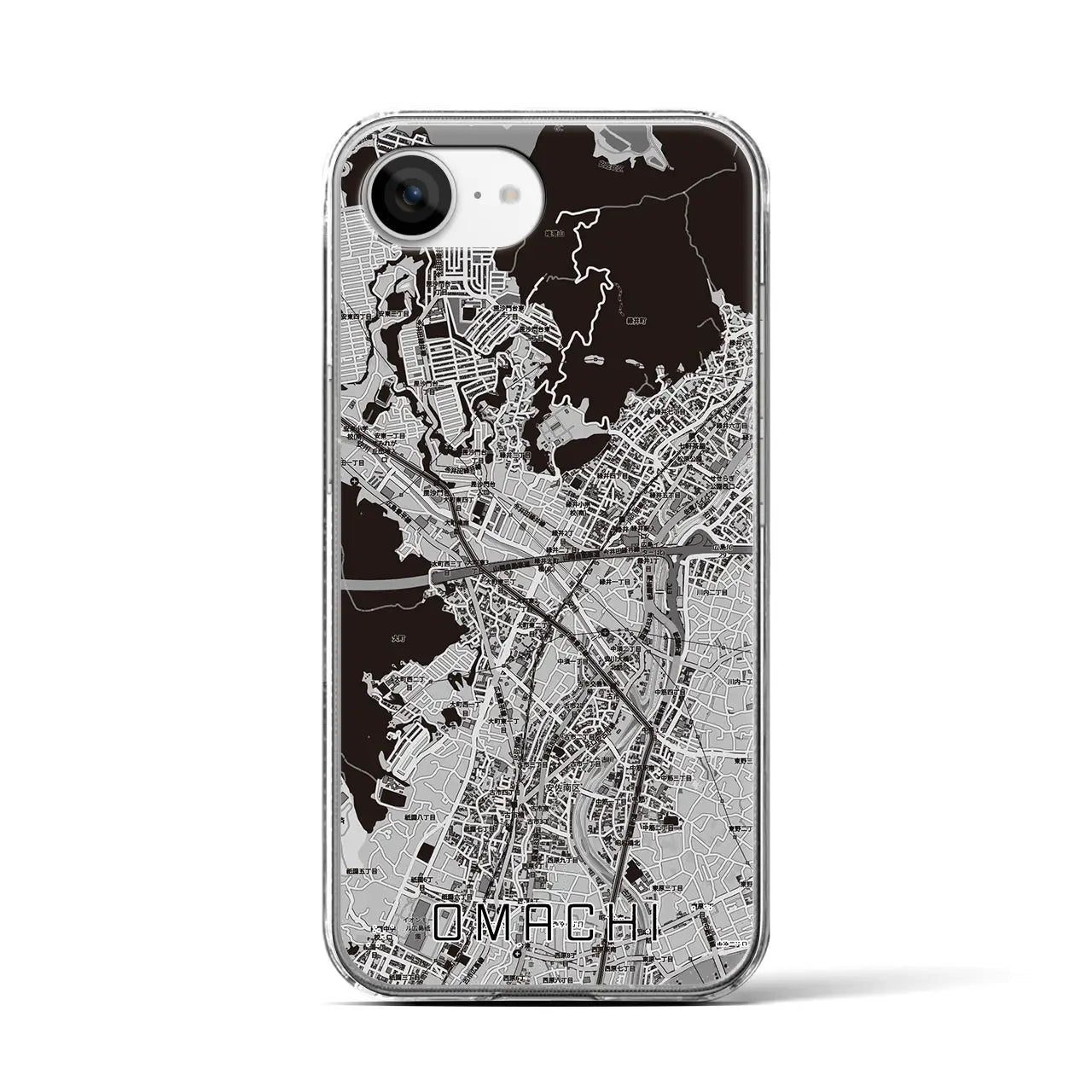 【大町(広島県)】地図柄iPhoneケース(クリアタイプ)