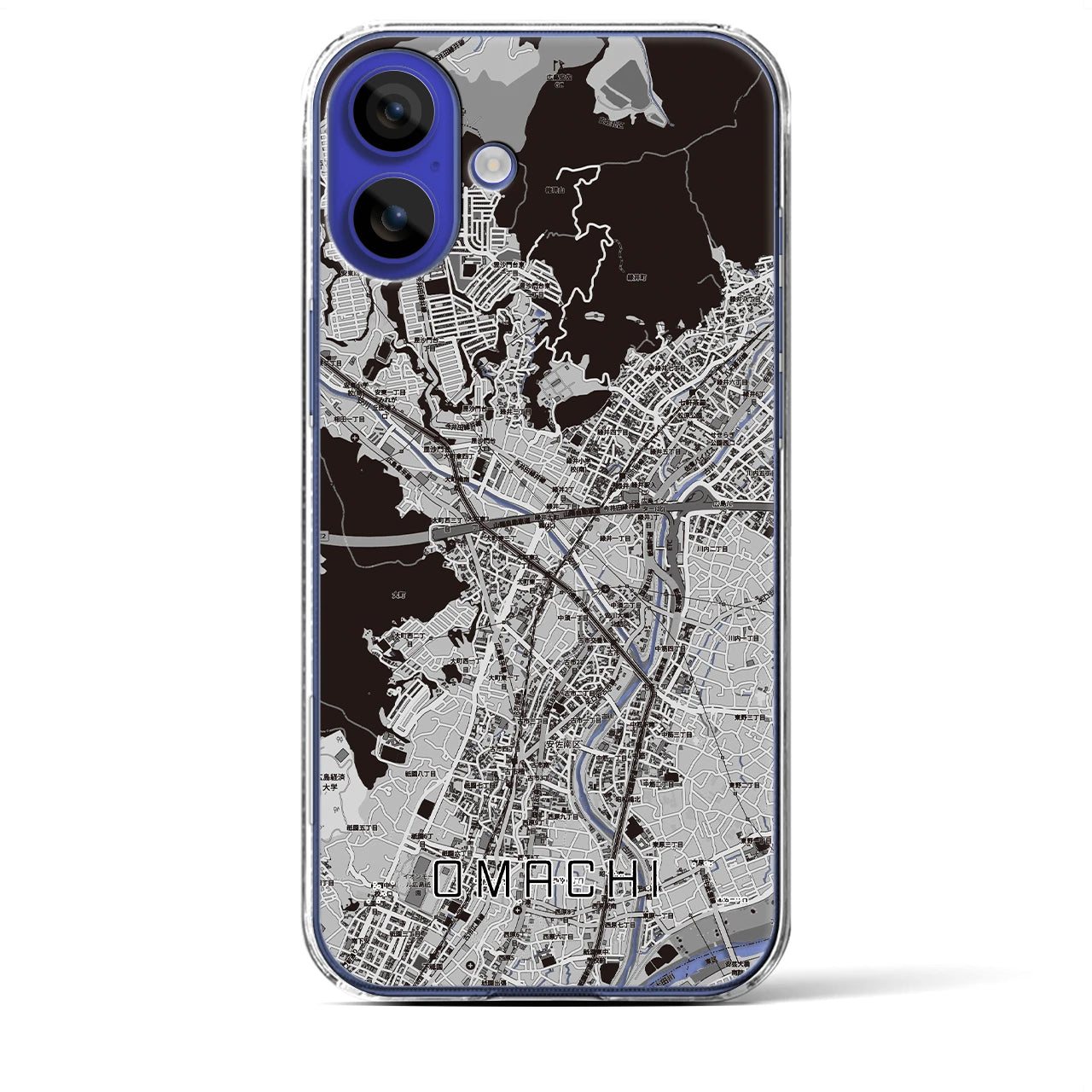 【大町(広島県)】地図柄iPhoneケース(クリアタイプ)