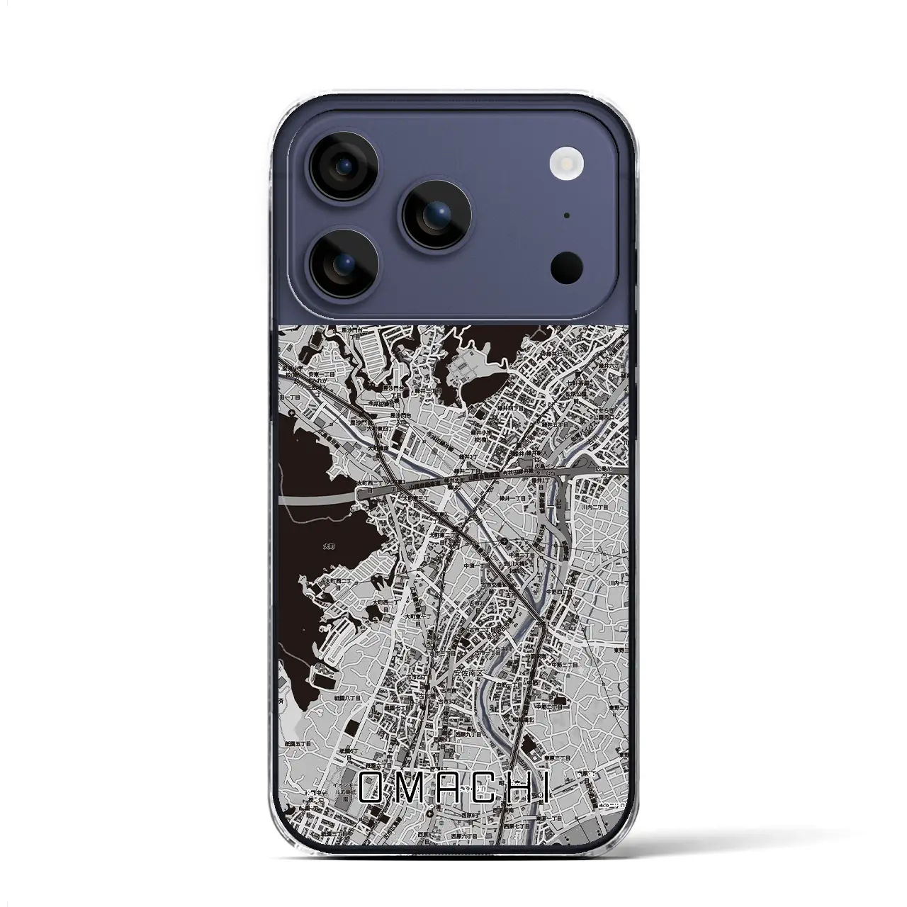 【大町(広島県)】地図柄iPhoneケース(クリアタイプ)