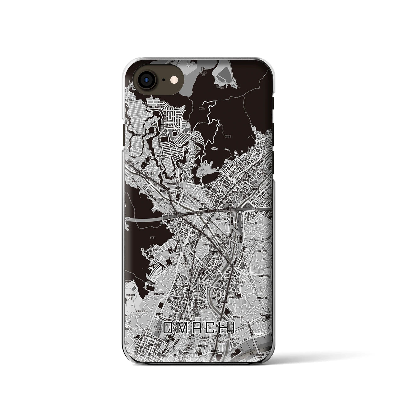 【大町(広島県)】地図柄iPhoneケース(クリアタイプ)