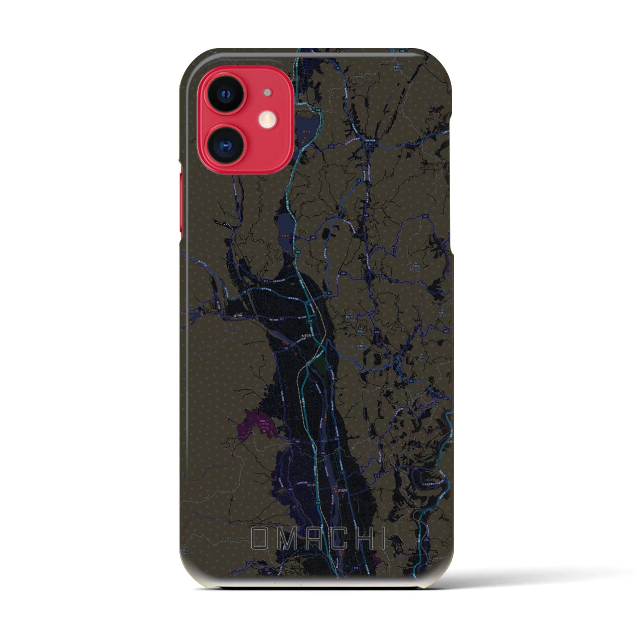 【大町(長野県)】地図柄iPhoneケース(バックカバータイプ)