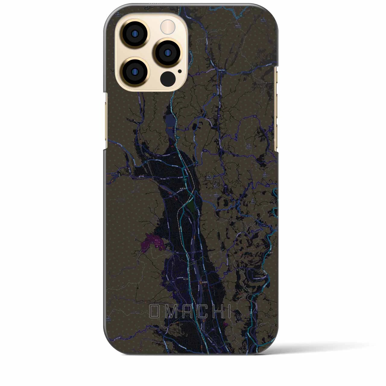 【大町(長野県)】地図柄iPhoneケース(バックカバータイプ)